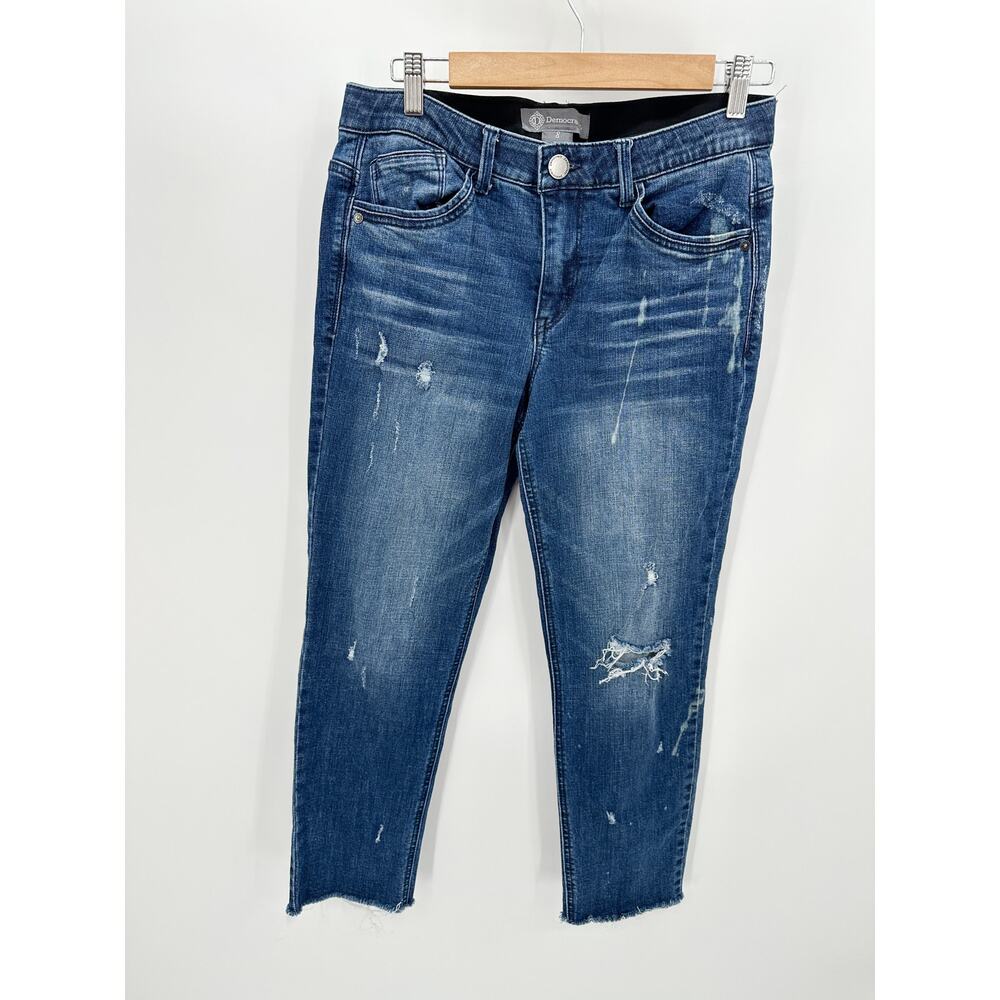 Democracy Women 8 Blue Dark Wash Distressed Ab Technology Jeans BN21821YK2